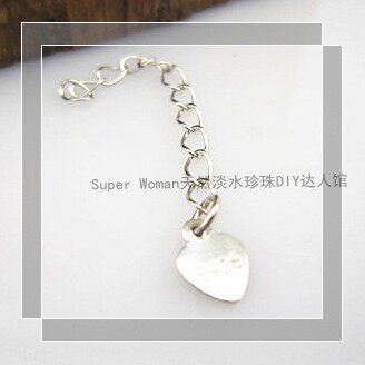 DIY jewelry accessories 925 pure white gold plated extension chain tail chain love peach heart hypoallergenic