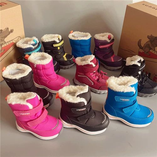 L внешняя торговля экспорт детские зимние сапоги для мальчиков и девочек большой хлопок второй хлопок зимние хлопковые сапоги-30 градусов водонепроницаемые противоскользящие теплые