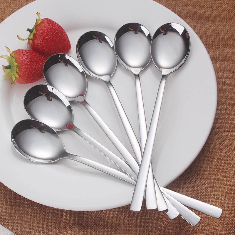 Korean stainless steel spoon Long handle spoon Household adult eating spoon spoon spoon Small spoon Creative meal spoon Soup spoon spoon