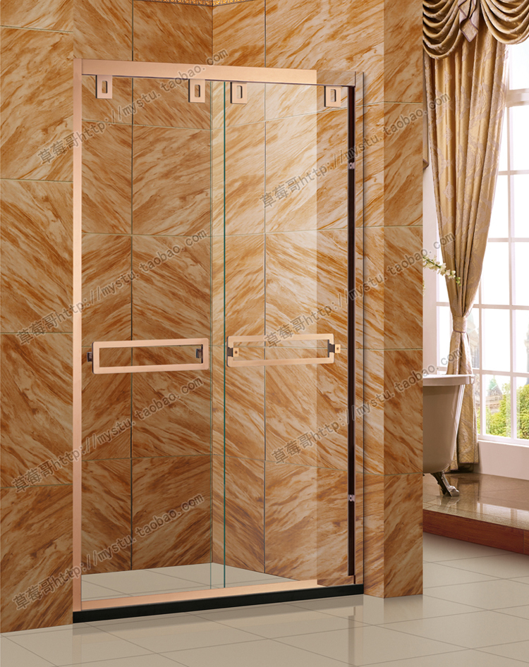 Xikai Wharton rose gold shower room simple overall bathroom stainless steel sliding door screen shower partition a glyph