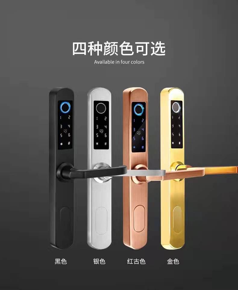 Broken bridge aluminium fingerprint lock Ramen translation door with frame glass door plastic steel door narrow frame waterproof intelligent lock