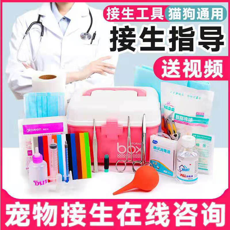 Pet dog kitten pregnancy production delivery tool supplies full set female cat waiting for delivery bag to absorb amniotic fluid