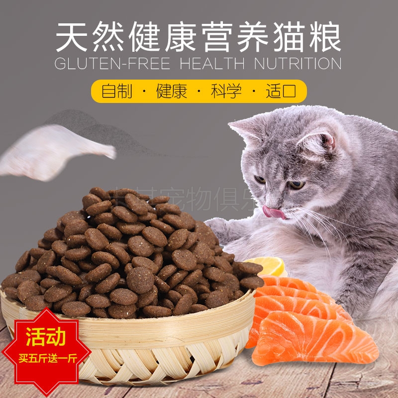 Khaki homemade cat food factory custom-made direct supply kitten adult cat salmon duck meat flavor natural cat food 500g