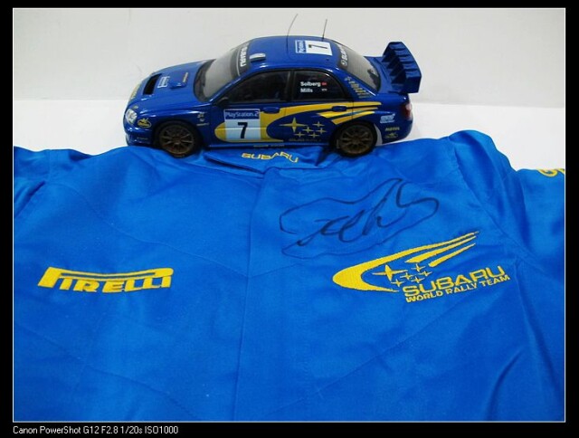 Children's Fuji Subaru jumpsuit Subaru WRC SOLBERG Autographed by Solberg