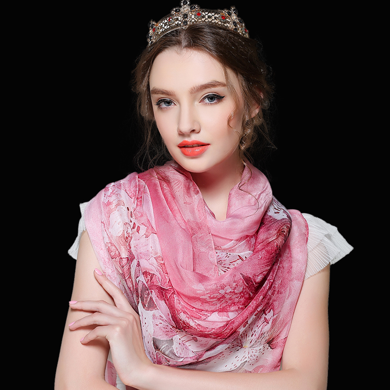 Female Silk Scarf Mulberry Silk Real Silk Summer Autumn Sky Sunscreen 100 hitch Han version 100 Changing Shawl Shoulder Scarves and Gift Boxes