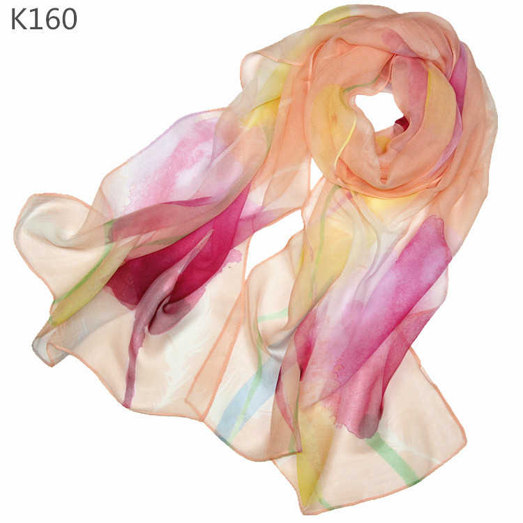 2019 women's long version of the scarf slender narrow silk scarf Silk silk feel spring and autumn and winter cute light and wild