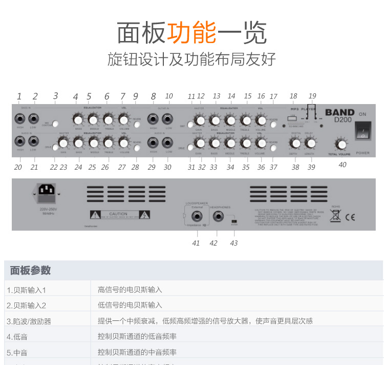 Durand D200 ban nhạc chia loa loa điện guitar loa bass điện hiệu suất diễn tập âm thanh đa chức năng - Loa loa loa hát karaoke hay