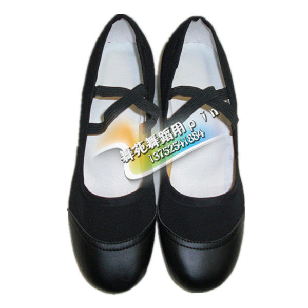 Leather Toe Dance Shoes Canvas Teacher Shoes Ethnic Dance Shoes Small Heel Dance Shoes 2 Colors Available