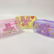 2021 Korea daiso daiso great carebears rainbow love pvc storage cosmetic bag pencil bag cute bear