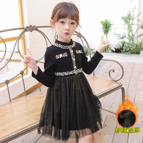 Girls small fragrant wind even dress gush princess dresses 2021 spring autumn new childrens super-ocean famous yuanfeng long sleeve dress