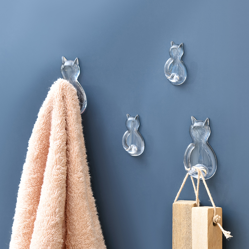 Transparent Hook, Strong Adhesive Hook, No Need to Punch Holes, Traceless Adhesive Hook Behind the Door, Creative Cartoon Cat Hook Transparent Hook, Strong Adhesive Hook, No Need to Punch Holes, Traceless Adhesive Hook Behind the Door, Creative Cartoon Cat Hook