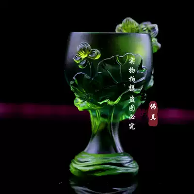 Buddhist holy objects, colored glaze lotus flowers for cups of water glasses, mini holy water glasses, Buddha supplies