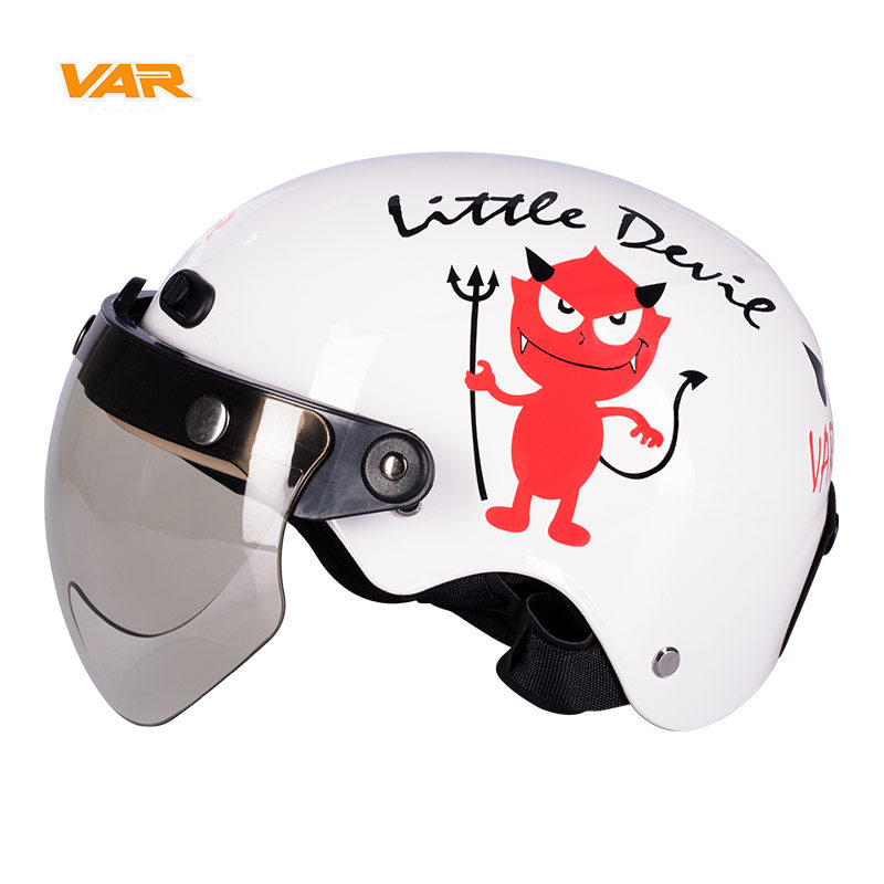VAR Demon Children Electric Motor Car Safety Helmet Boy Cartoon Cute All Season Half Armor Girl Summer Safety Helmet