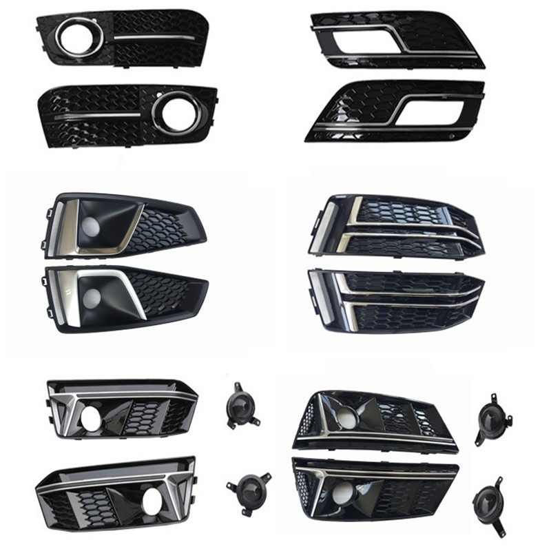Suitable for Audi A4L fog frame modified RS4 fog frame S4 fog frame cover grilled black samurai front face