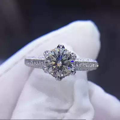 The Ibero-American drill 18K Gold 1 karat diamond ring six-claw diamond proposed nv jie