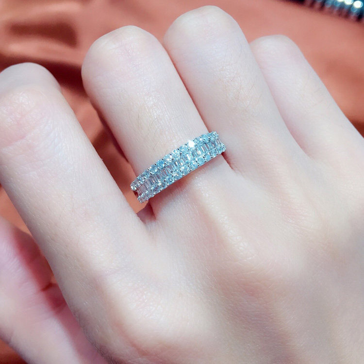 18K gold 50 min diamond ring T - square diamond ring ring girl