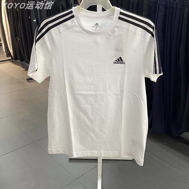 Спортивная летняя дышащая футболка Adidas для отдыха с круглым воротом