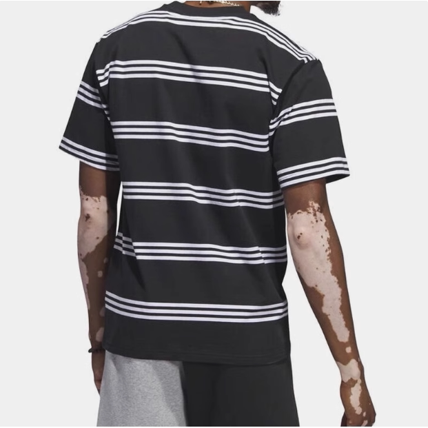 Adidas Genuine Men's Striped Breathable Short-Sleeved Comfortable T-Shirt Il4703