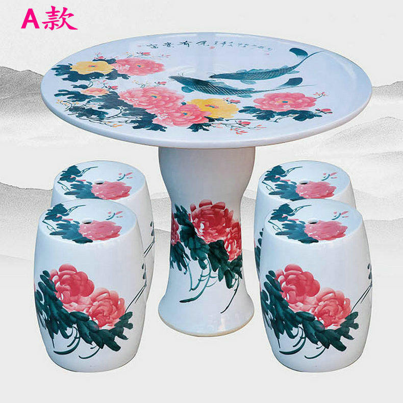 Jingdezhen Ceramic Ware Ceramic Table Suit Porcelain Table Sandstool Stool Hand Drawing Rich And Expensive with fish more than zero 9-1 2 m