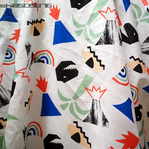 Foreign trade All cotton Bamboo knots flat cloth dinosaur Volcano Whole Cotton Fabric Material Spring Summer Clothing clothes cloth 9-half-meter