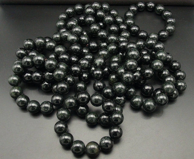 Nanyang Duyu Dushan Jade Ink Pigment Round Bead Bracelet 18MM