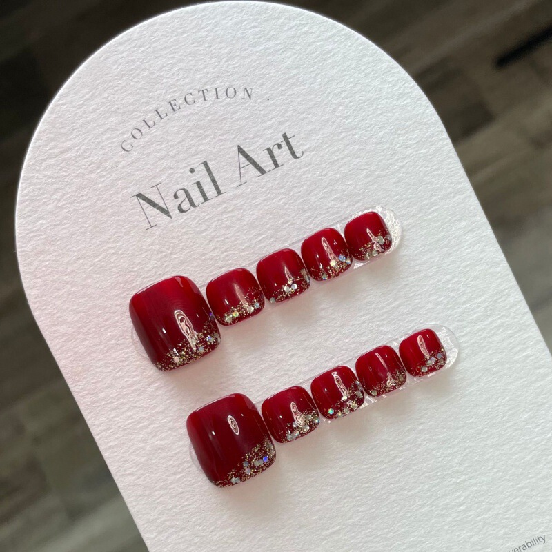 520 Gift Handmade Toenails Wearable Nails White Burgundy Wearable Toenails Finished Fake Nail Patches 520 Gift Handmade Toenails Wearable Nails White Burgundy Wearable Toenails Finished Fake Nail Patches