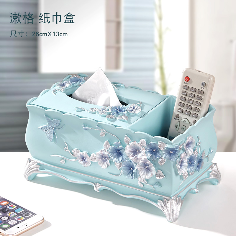 Household living room tissue box Creative fashion multi-function remote control paper box European-style tissue tube Cosmetics storage