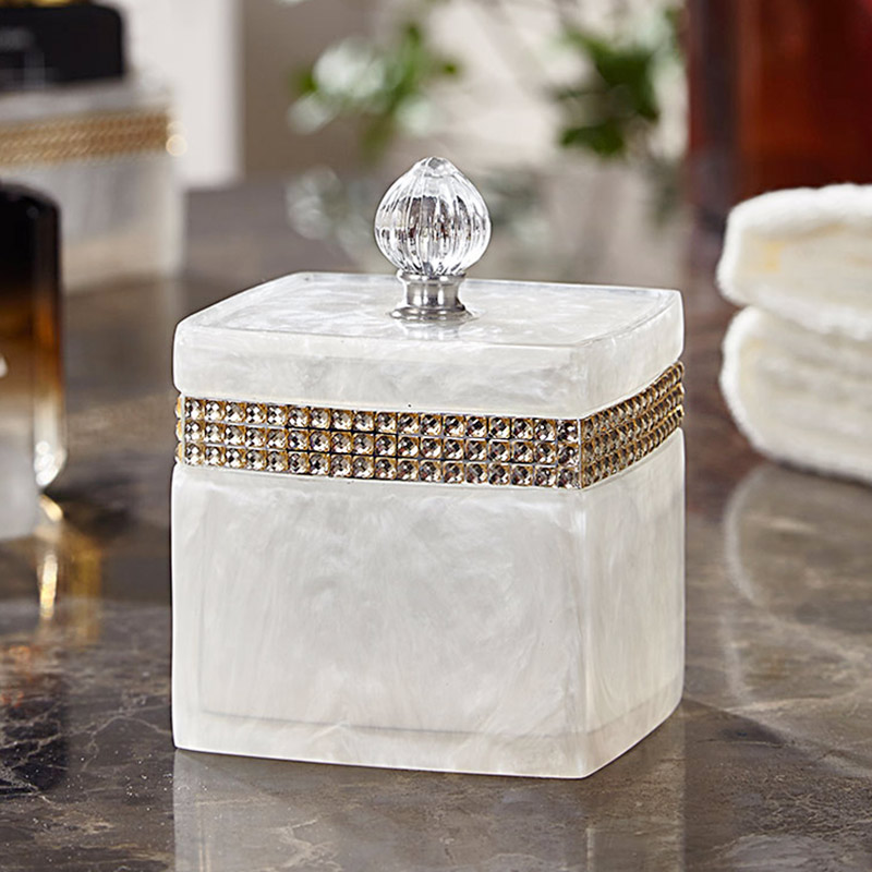 Living room cotton stick case European-style toothpick holder Multi-functional two-grid dental sign cylinder able to put makeup cotton wool stick toothpick box dining room