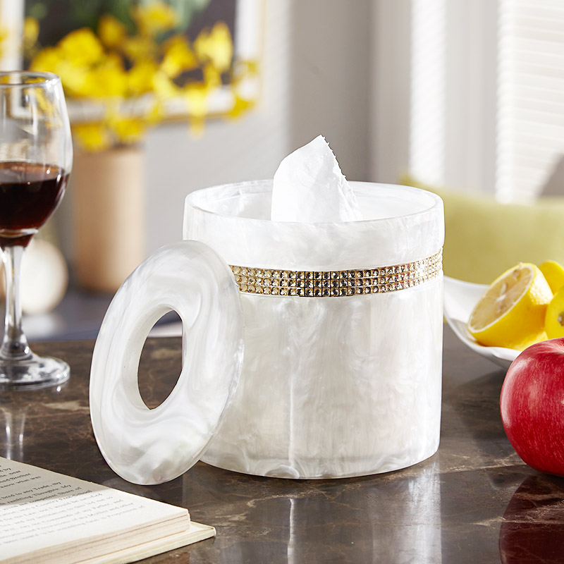 Minimalist fashion desktop paper towels round home paper towels box Living room European style toilet paper box Creative drum toilet paper containing box