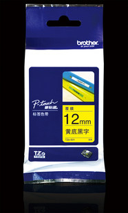 Brother TZe-631 tag band 12mm yellow black - word label paper