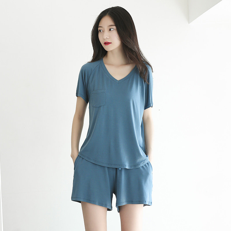 Summer modal pajama pants set female net red thin comfortable short-sleeved shorts home clothes cool ice silk can be worn outside