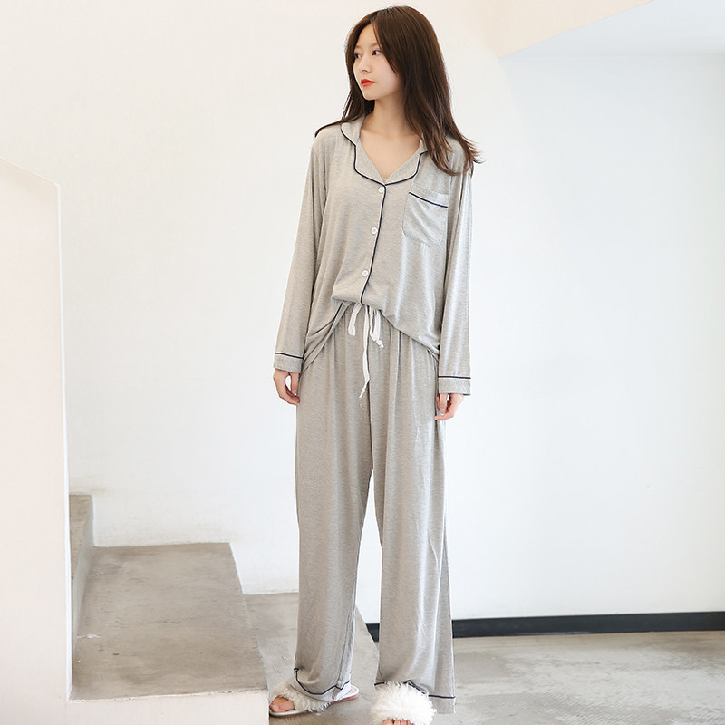 Pajamas suit female spring and autumn long sleeve sweater Model small tip thin home clothes can be worn large