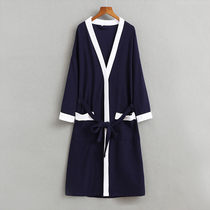 European and American spring and autumn long nightgown mens waffle cotton sexy long-sleeved bathrobe large size hotel pajamas thin summer