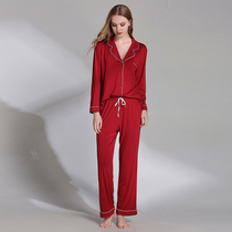 Spring new modal long sleeve pajamas set women summer thin cotton home moonwear two-piece large size