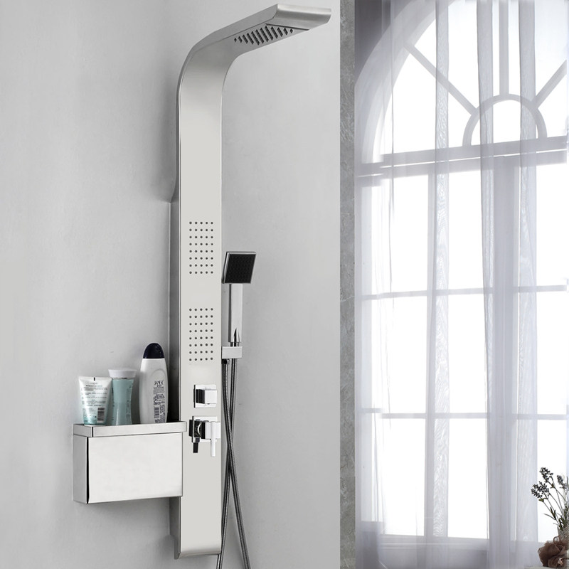 Shower screen with sprinkler set with wall 304 stainless steel household massage bath column shelf rain nozzle
