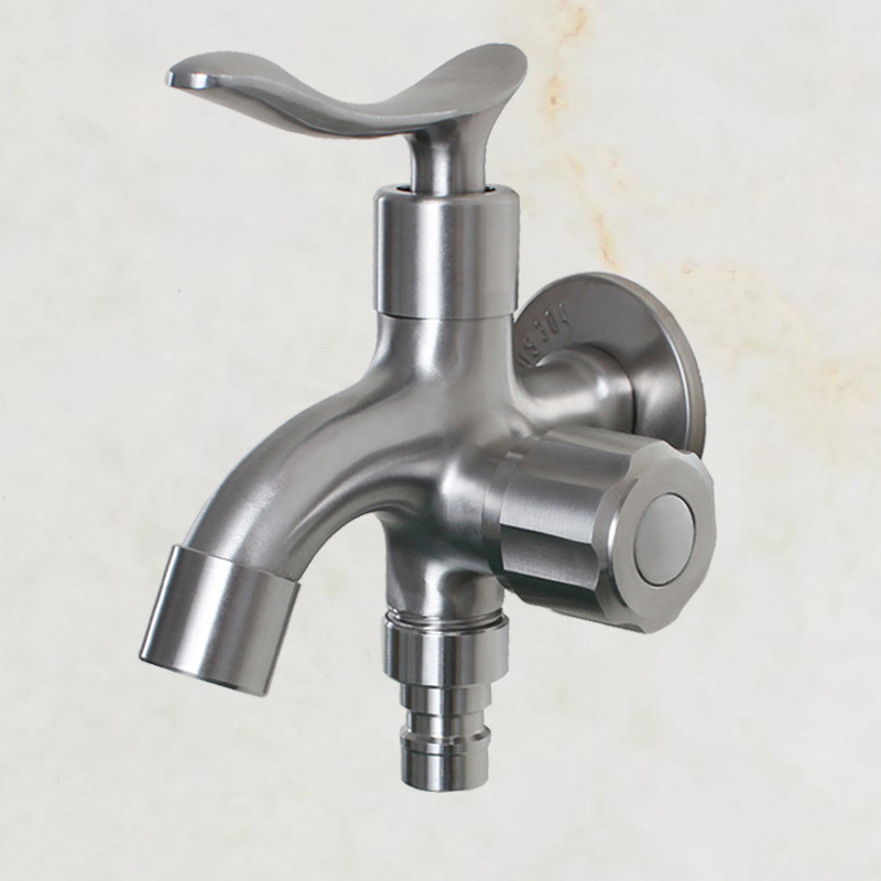 Thickened multi-function washing machine faucet 304 stainless steel mop pool one in two out of 4 points quickly open a single cold water nozzle