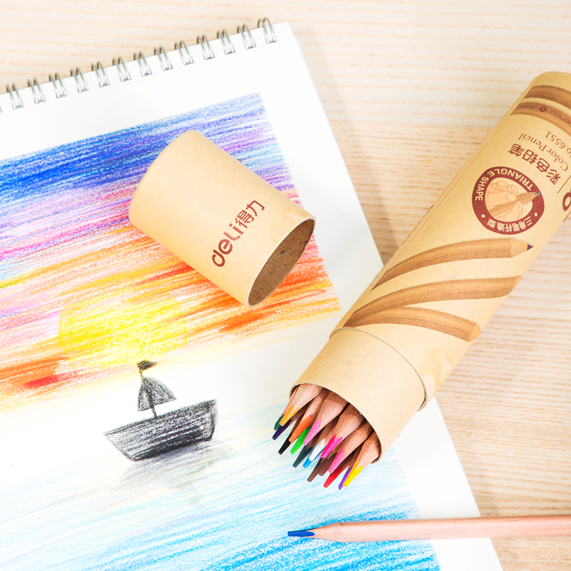 Del Colored Pencil Set Kindergarten Primary School Children Graffiti Painting Colored Pencil Log Colored Pencil