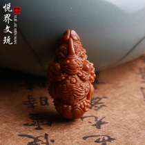  Olive core carving rhinoceros pendant pendant Back cloud single seed single core Single olive Hu core carving big core text Play