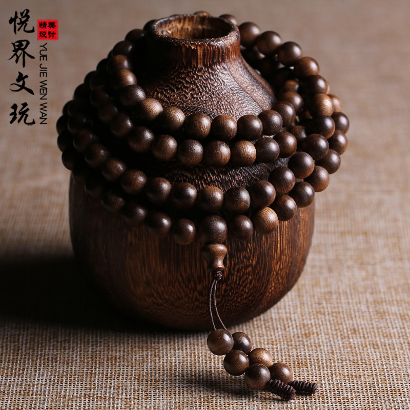 Natural sink 108 Buddha Bracelet male and female Cambodian Bodhisattva breed wooden string fidelity 8 mm