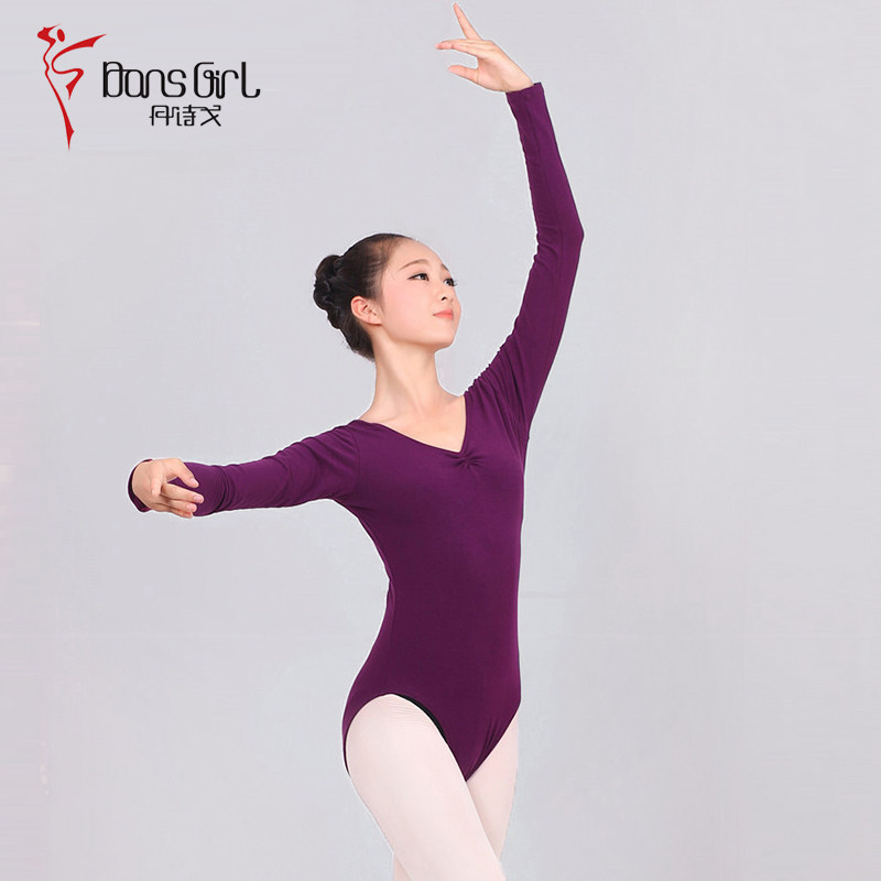 Dan Poetry Godance Adult Gymnastics Suit Ballet Gongfu Black Yoga Cotton Long Sleeve Base Training Female Elastic Body