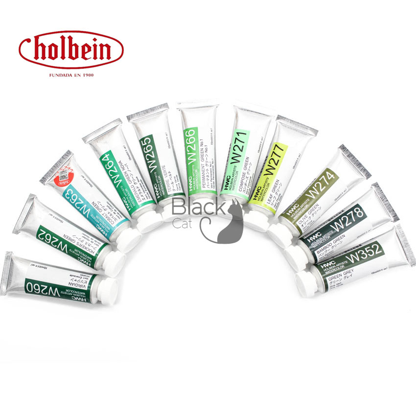 Japan HB Holbein Watercolor Paint Artist Grade 15ml Tubular Watercolor Green Single 10pcs