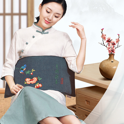 高端刺绣海盐艾绒热敷包电加热护腰理疗袋