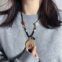 Zakkiram hand painted sketching gold 3 5cm Donka hand woven black Tibetan style small crowdsourced retro necklace woman