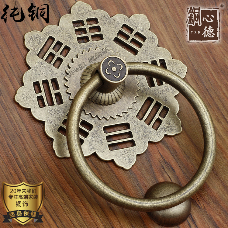 Chinese antique animal head door ring lion head door copper handle large handle old door accessories retro wooden door handle