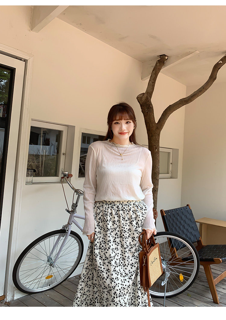 Плюс размер бюста платье 大码女装碎花高腰半身裙秋冬韩版遮肉显瘦松紧腰a字长裙31868 Other