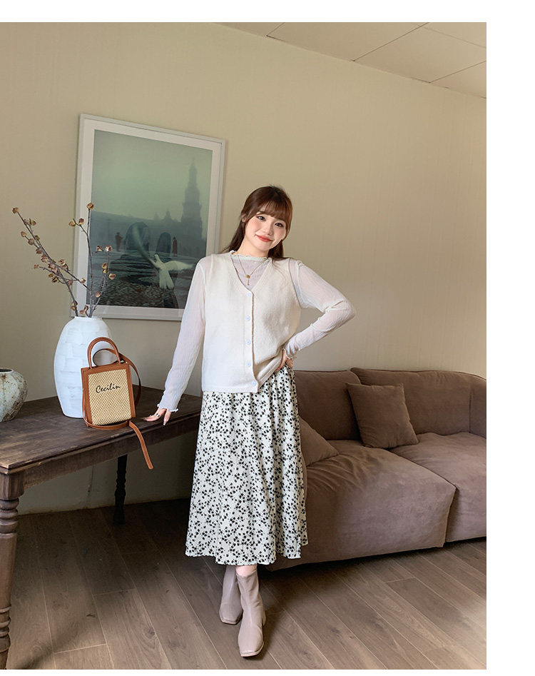 Плюс размер бюста платье 大码女装碎花高腰半身裙秋冬韩版遮肉显瘦松紧腰a字长裙31868 Other