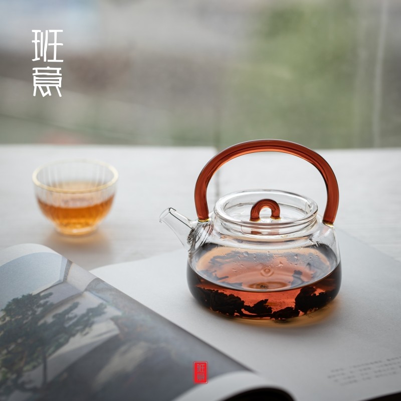 Class Mood Bubble Teapot Boiling Kettle Glass Cooking Tea Machine Day Style Black Crystal Stove Heated Glass Jug Lifting Cool Jug Flowers Teapot