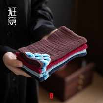 Japanese-style cotton linen tea towel tea ceremony raising pot tea cloth tea mat absorbent rag high-grade Zen tea table towel tea set