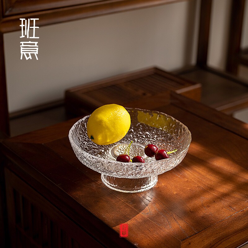 Day Style Hammered Glass Fruit Pan Home Living Room Snacks Candy Pan Dry Fruit Pan Creative Big Snack Dish Fruit Basket