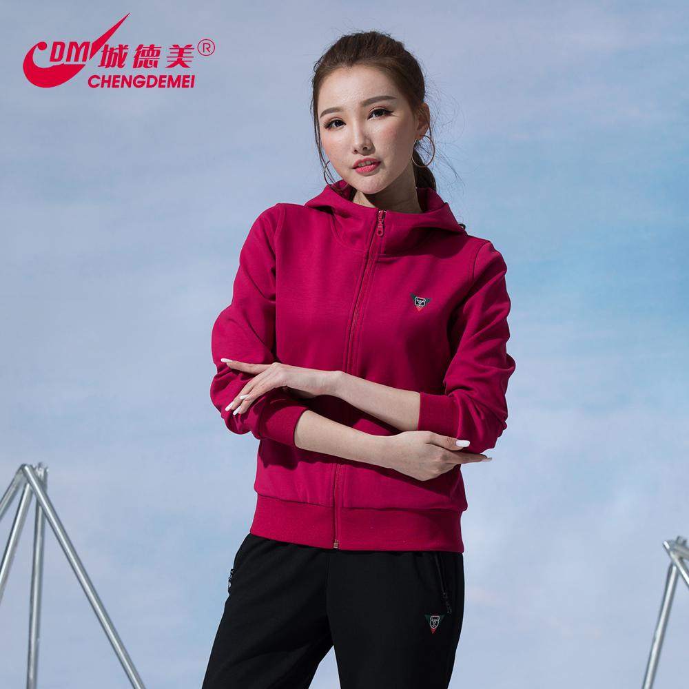 Chengdemei mùa xuân và mùa thu cổ điển sản phẩm mới 35931 của phụ nữ Hàn Quốc cotton trùm đầu dài tay quần dài thể thao phù hợp với giản dị - Thể thao sau